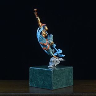 全铜琵琶神女摆件新中式禅意古典人物客厅玄关书柜古风装饰工艺品