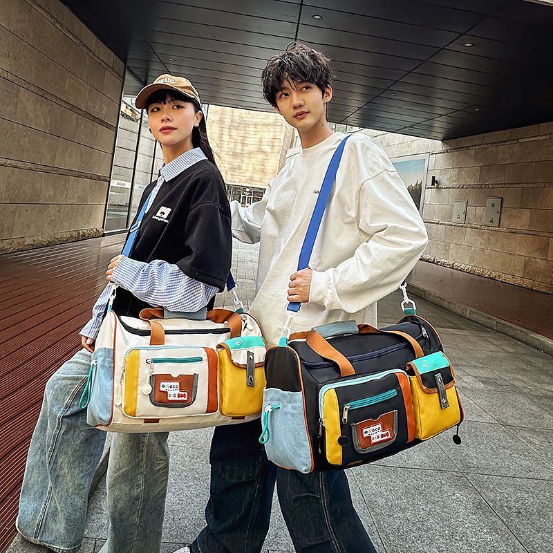 大容量学生住宿行李袋男女时尚单肩斜挎旅行包干湿分离户外运动包