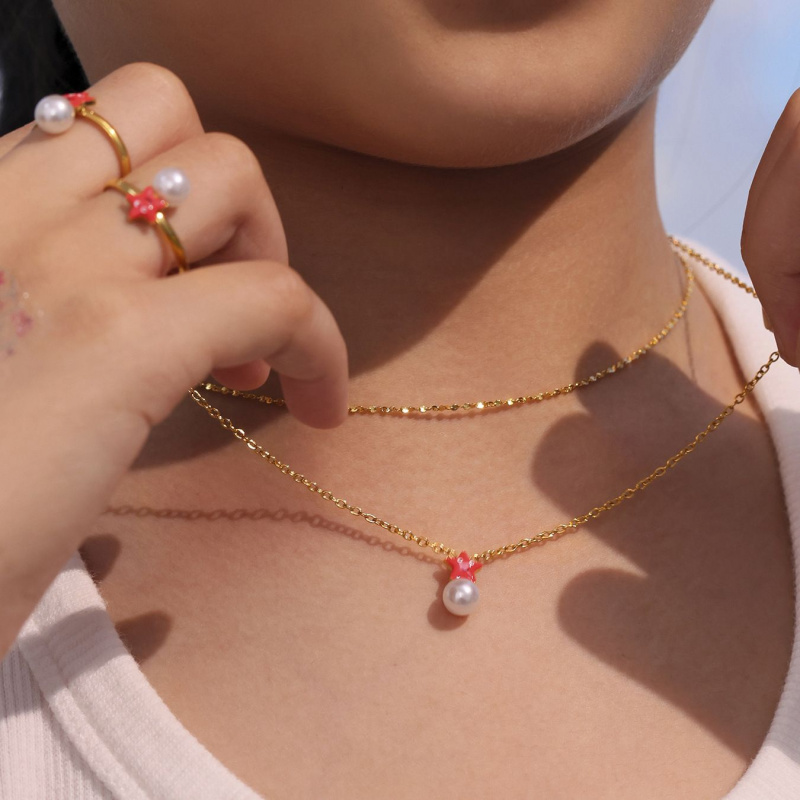 谜丽小海星贝珠套装不锈钢项链手