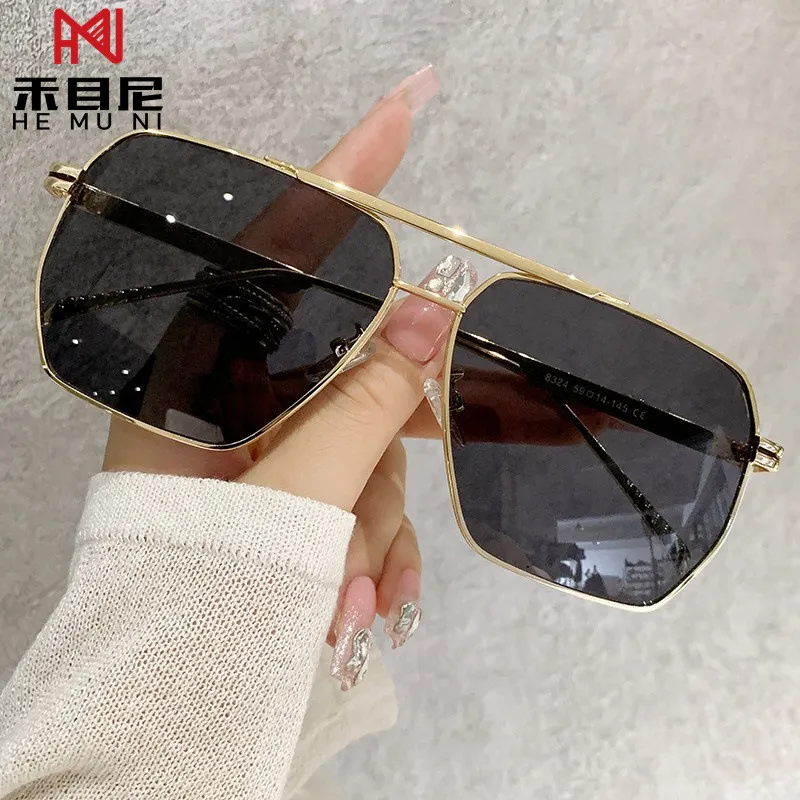 墨镜男款大框显瘦时尚双梁太阳镜出游时尚穿搭女士太阳眼镜