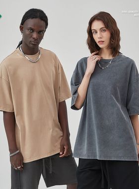 ARTIE男装丨2024春夏新品潮牌重磅坎肩洗水蜡染宽松做旧短袖t恤