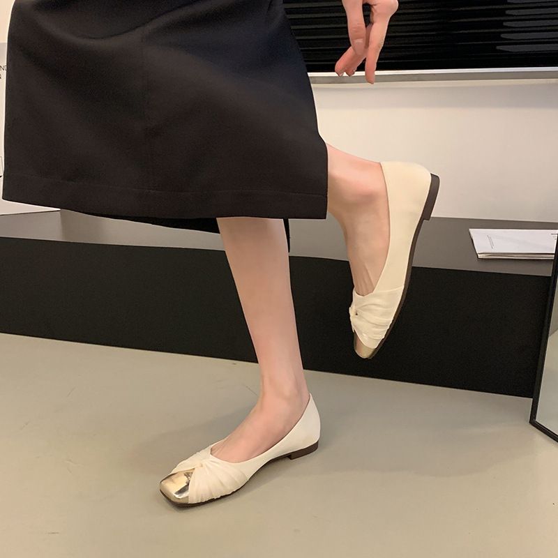 紫幻玲珑平底单鞋浅口通勤法式低