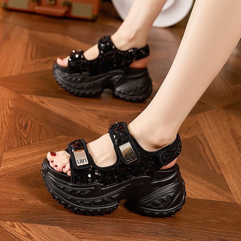 运动凉鞋女2025夏季新款坡跟时尚