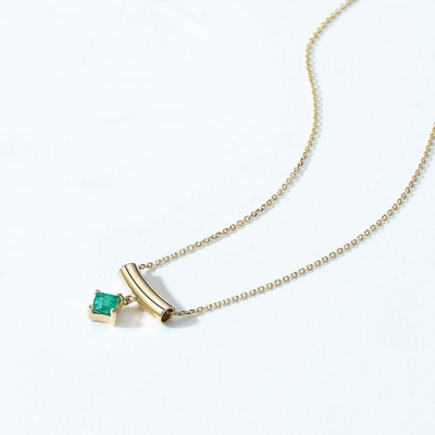 日本轻奢小巧祖母绿公主方14K黄