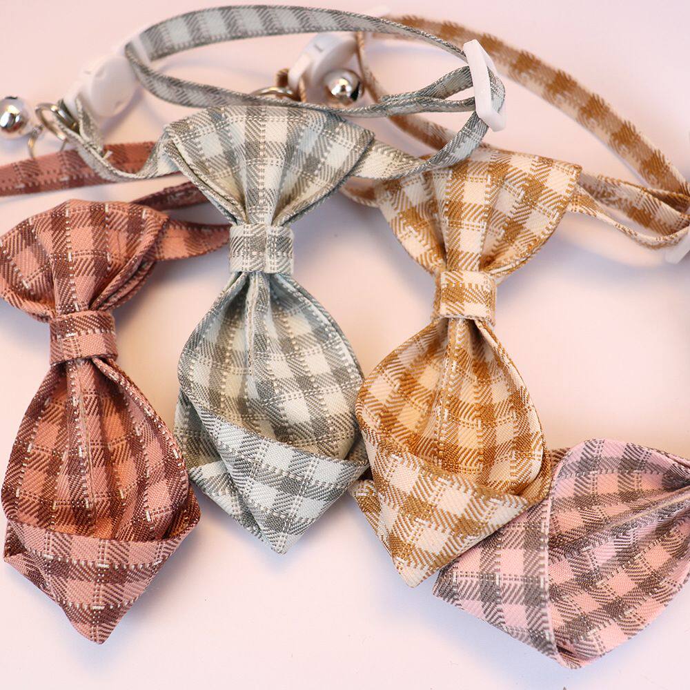新款宠物用品猫咪领结领带格子项圈小型犬狗狗脖圈绅士蝴蝶结配饰