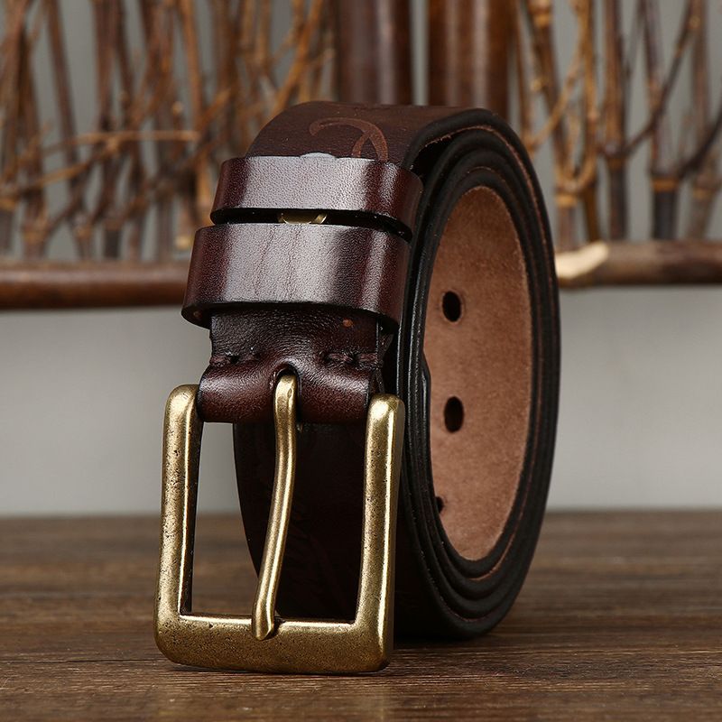 3.8CM激光雕刻植鞣皮带男款真皮