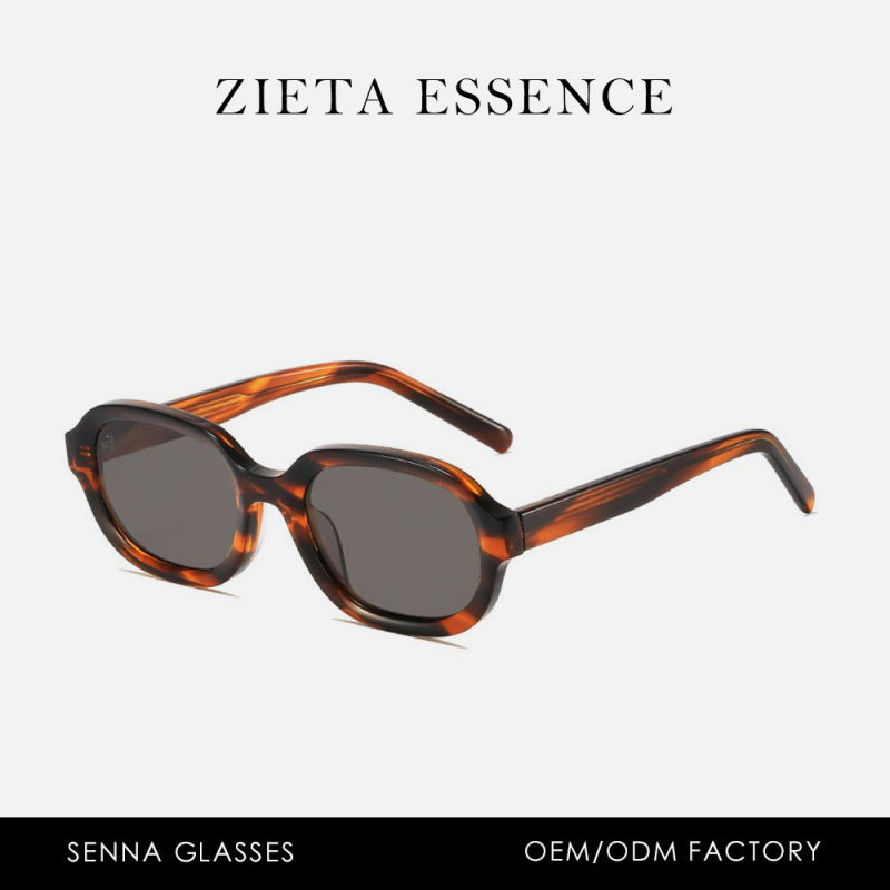 尼龙复古椭圆GM板材墨镜果冻色玳