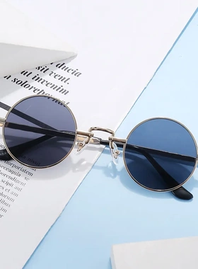 复古嘻哈太阳镜小框圆形网红街拍迷你小眼镜搞怪墨镜小太子镜