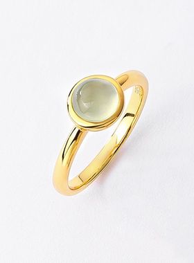 跨境新款简约几何天然宝石戒指轻