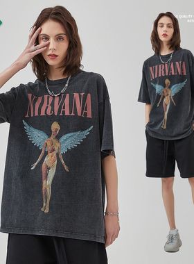 ARTIE男装丨2023新款洗水做旧摇滚乐队印花复古短袖欧美高街潮牌T