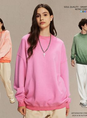 ARTIE男装丨2025新品重磅430g反底炒色做旧洗水毛圈圆领卫衣潮男