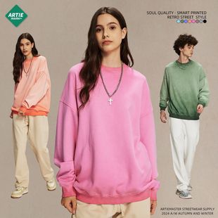ARTIE男装 重磅430g反底炒色做旧洗水毛圈圆领卫衣潮男 2025新品