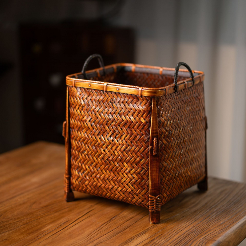 竹编篮子书画筐茶具收纳篮水果篮