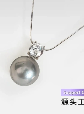 925纯银戴妃珍珠项链施家正圆轻奢高级感锁骨链单颗珍珠2024年款