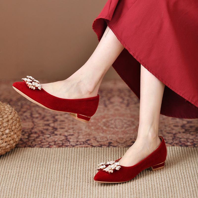 婚鞋新娘鞋浅口低跟礼服鞋亮片婚