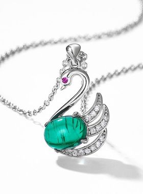 跨境新款时尚小天鹅镶培育祖母绿