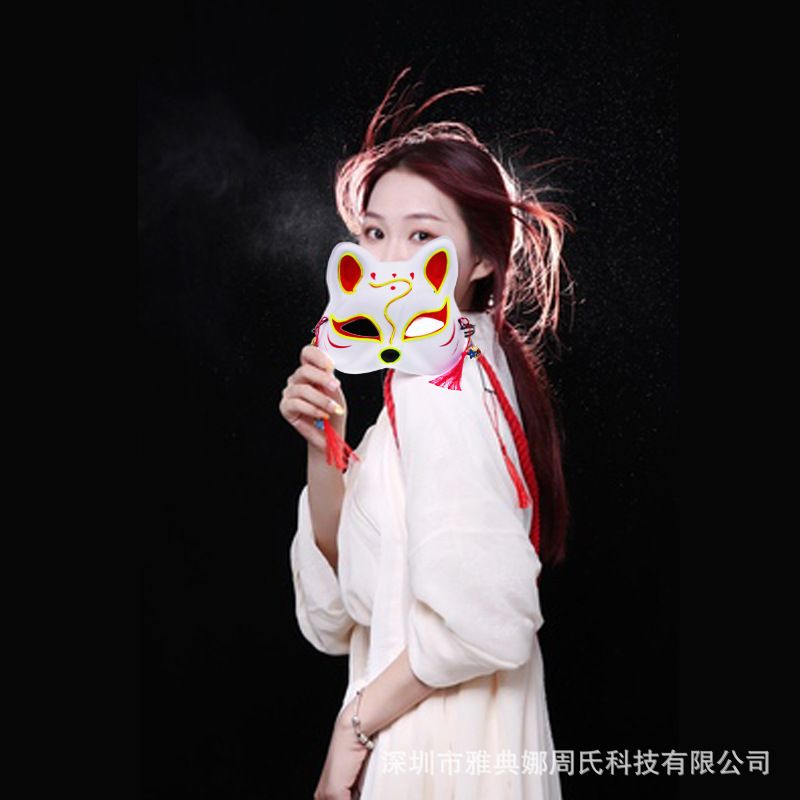 猫脸发光面具天狐EL冷光面罩半脸狐狸道具万圣节日派对道具