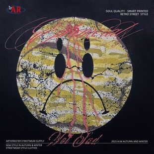 ARTIE男装 喷染做旧连帽白墨直喷印花背心马甲 潮牌嘻哈坎肩散边袖