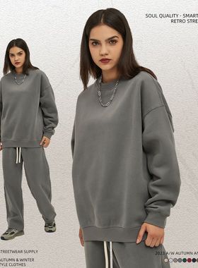 ARTIE男装丨2025秋冬新款潮牌350克多巴胺加绒加厚宽松圆领男卫衣