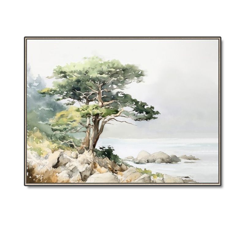 热销新中式山水艺术喷绘画 自然风玄关客厅卧室装饰晶瓷挂画图片