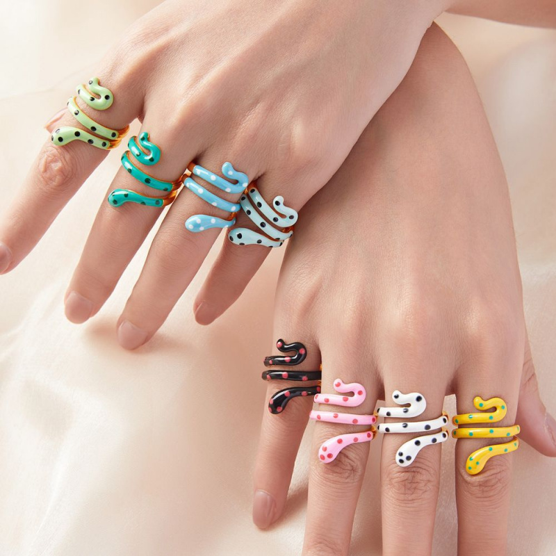 欧美简约个性砝码彩釉设计感戒指