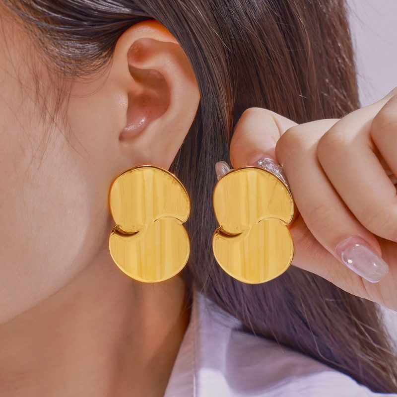 欧美INS风双层水滴拼接设计感耳
