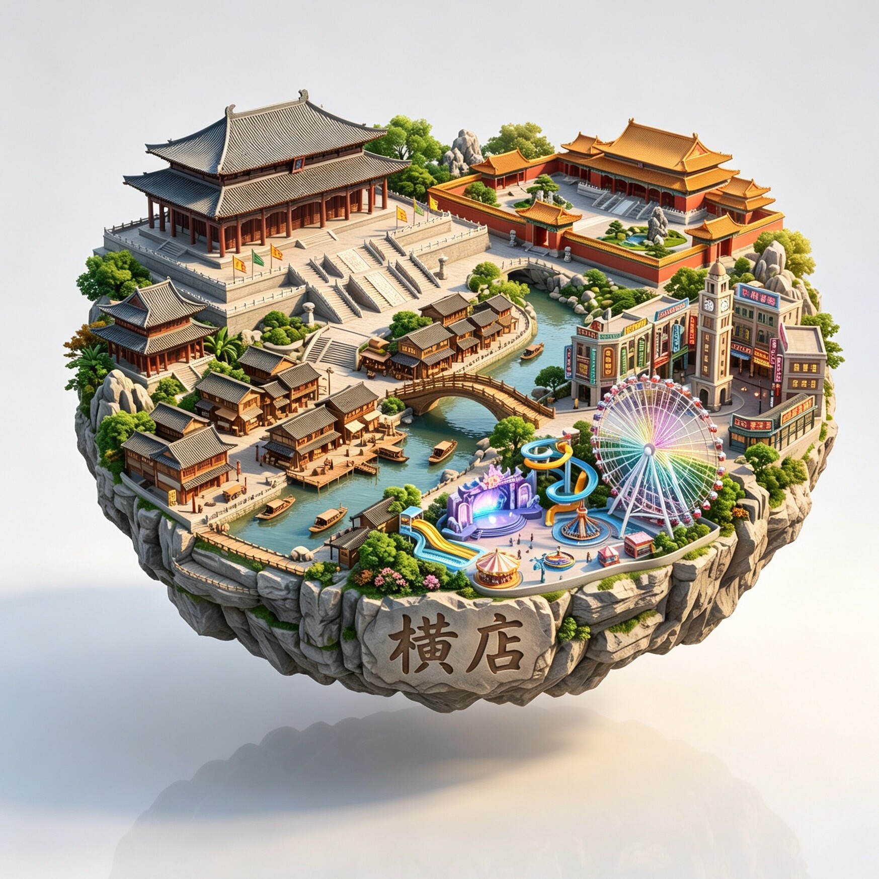 横店秦王宫清明上河3D冰箱贴