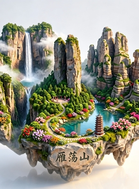 温州雁荡山3D山水冰箱贴伴手礼