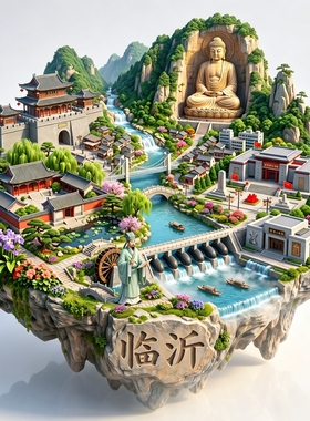 山东临沂3D浮雕琅琊古城冰箱贴
