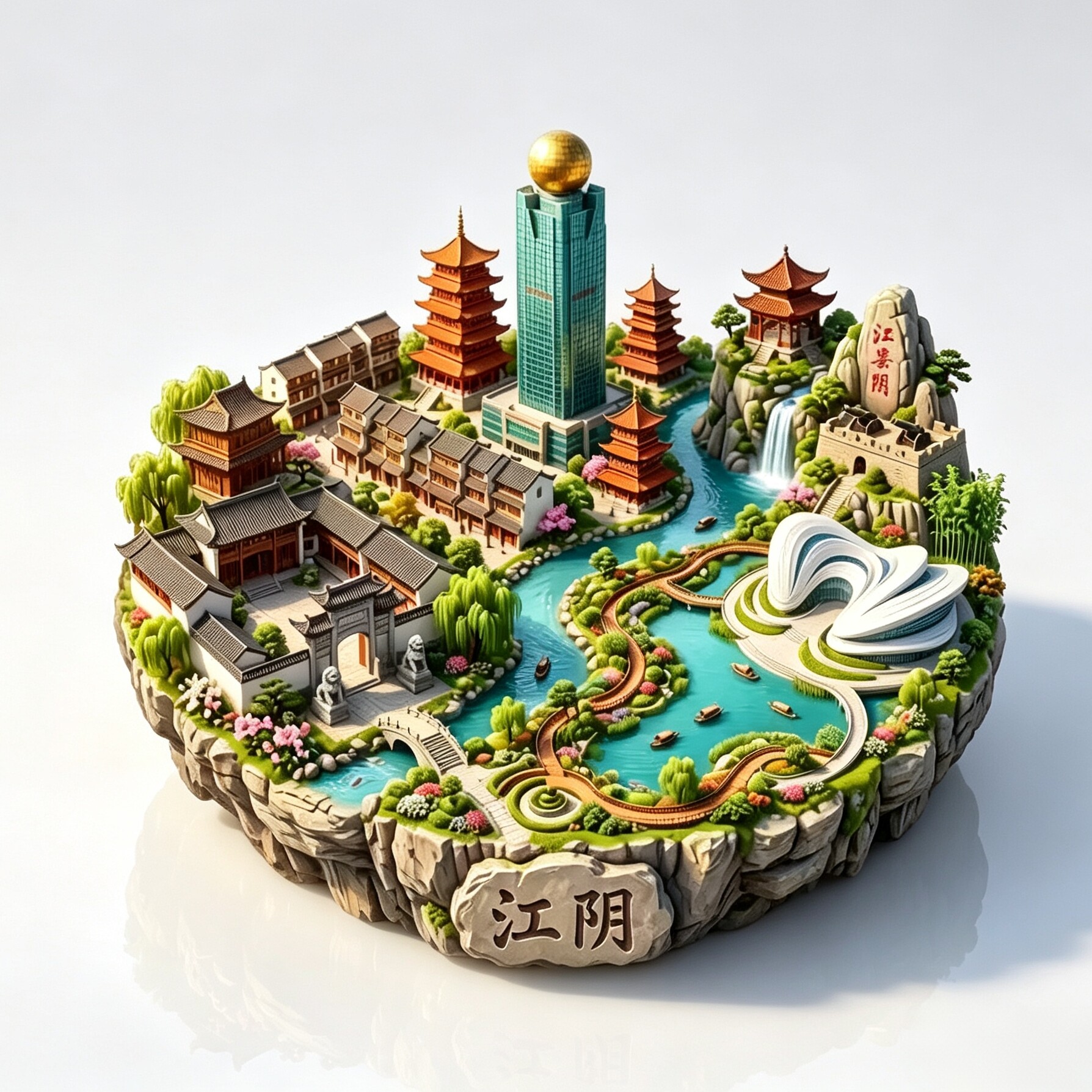 江阴长江大桥3D浮雕金属冰箱贴