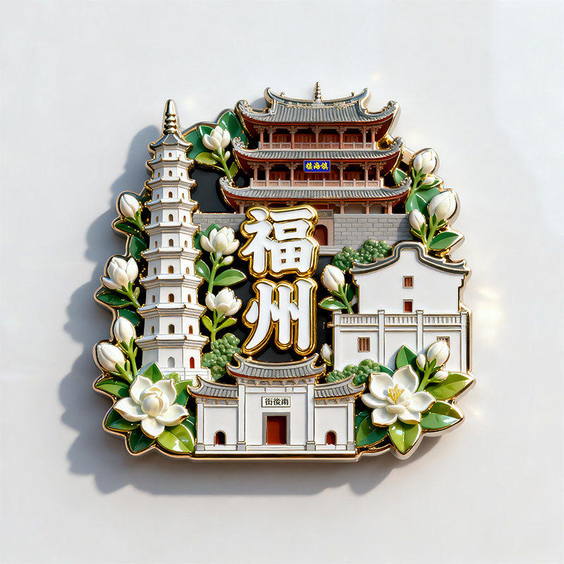 福州金属3D浮雕西禅寺冰箱贴