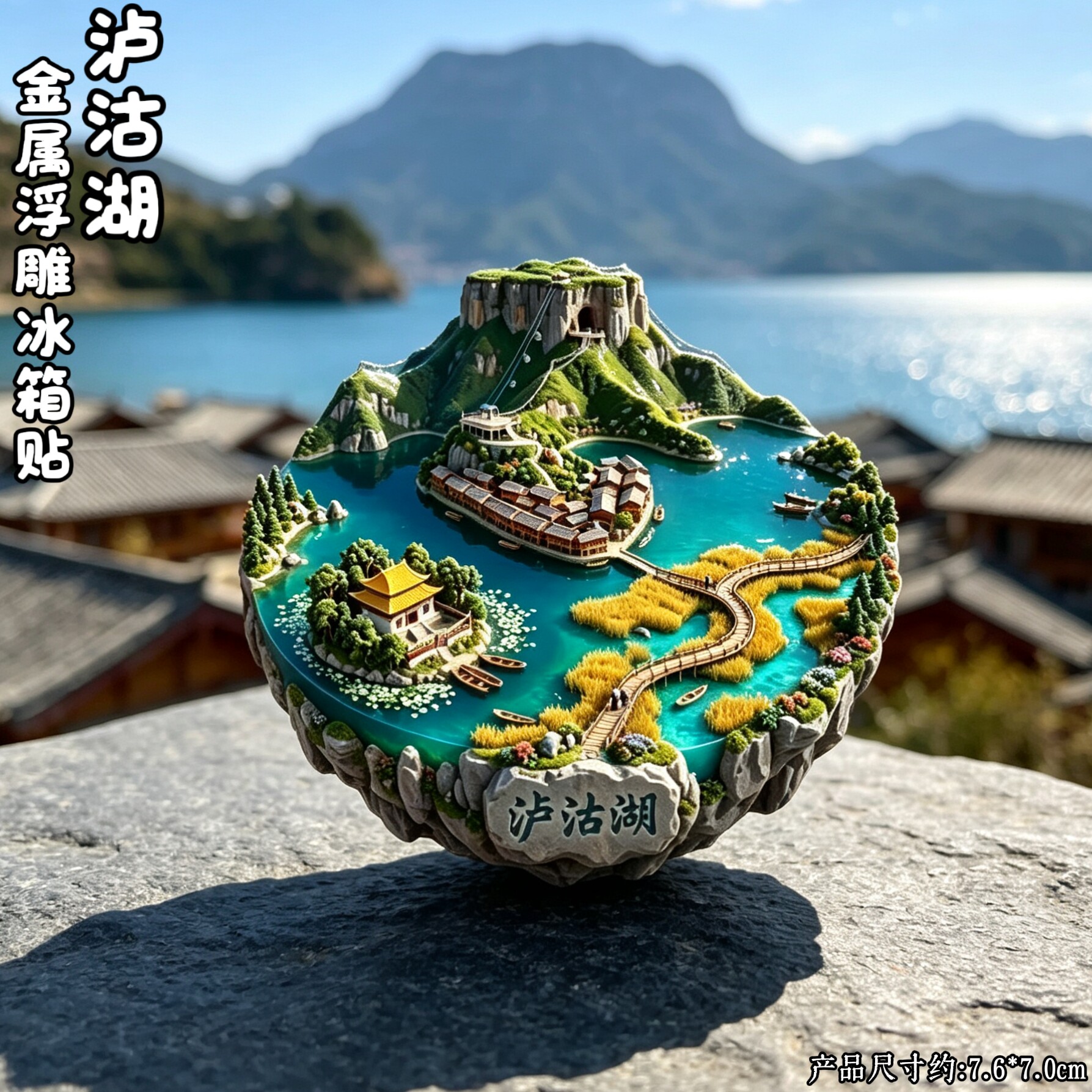 泸沽湖文创立体冰箱贴伴手礼图片