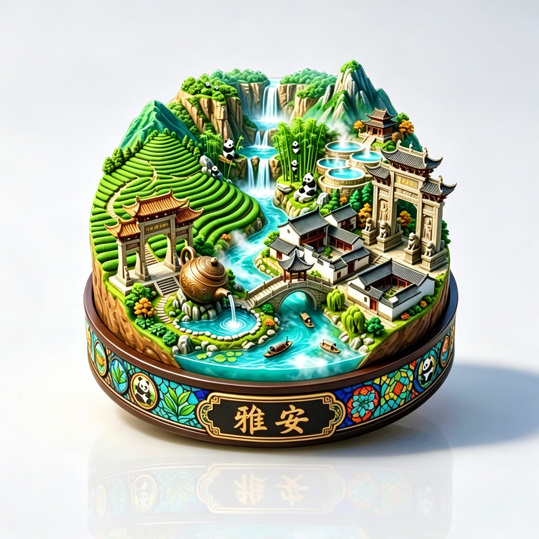 雅安3D金属熊猫瀑布文创冰箱贴