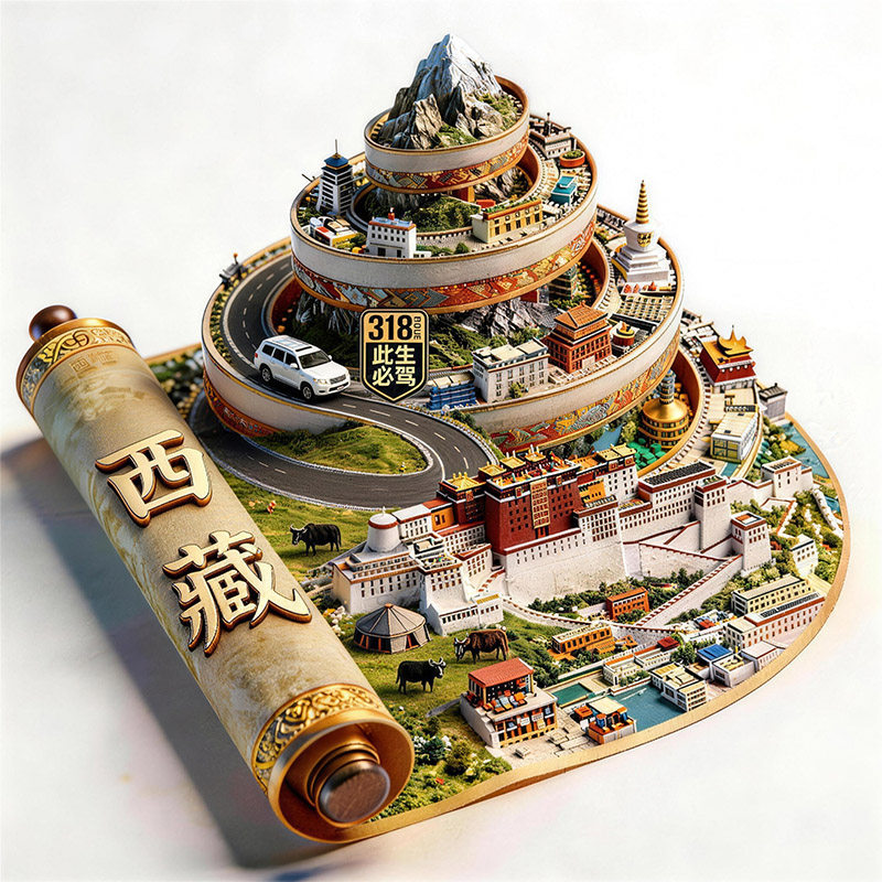 西藏金属3D浮雕布达拉宫冰箱贴