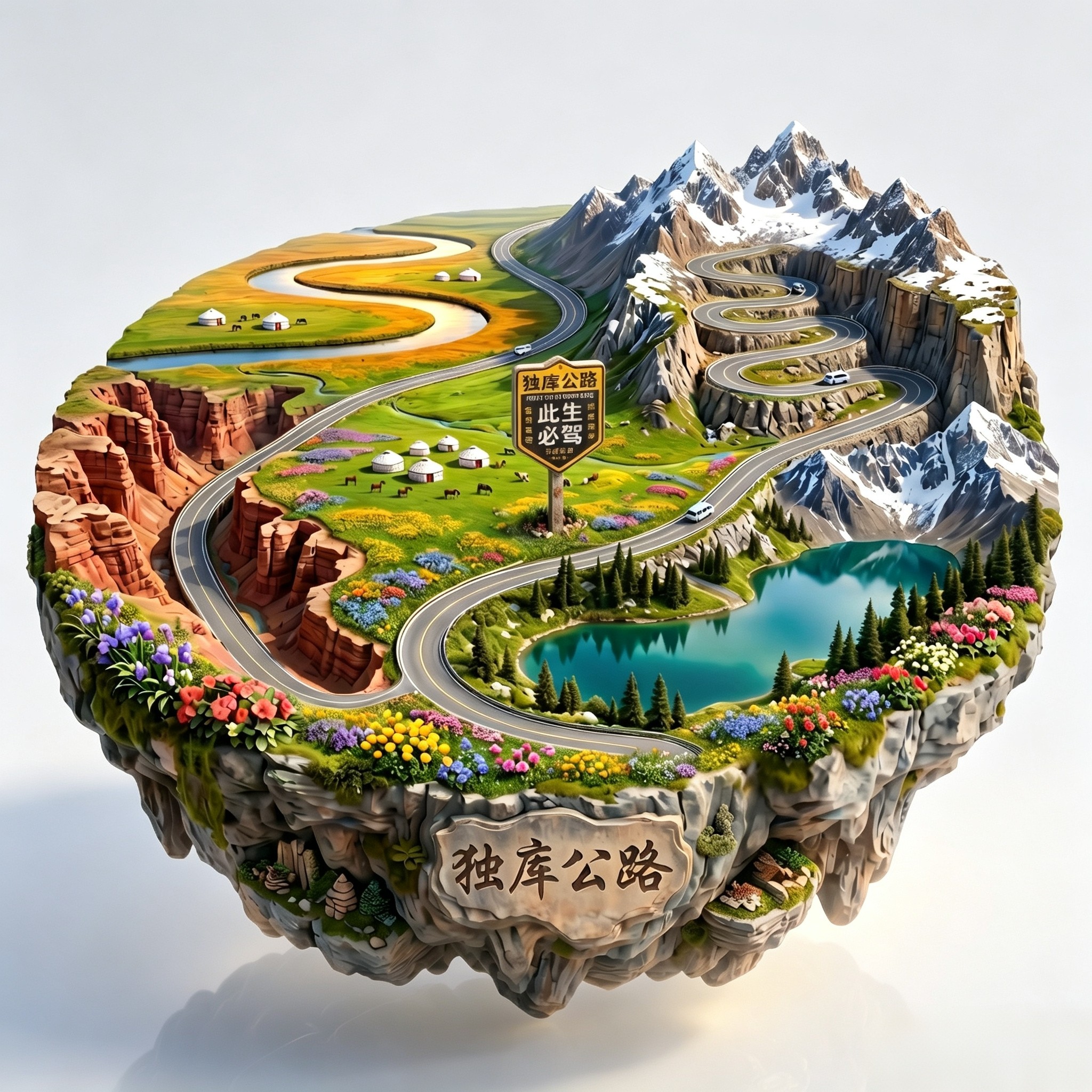 新疆独库公路3D风景冰箱贴