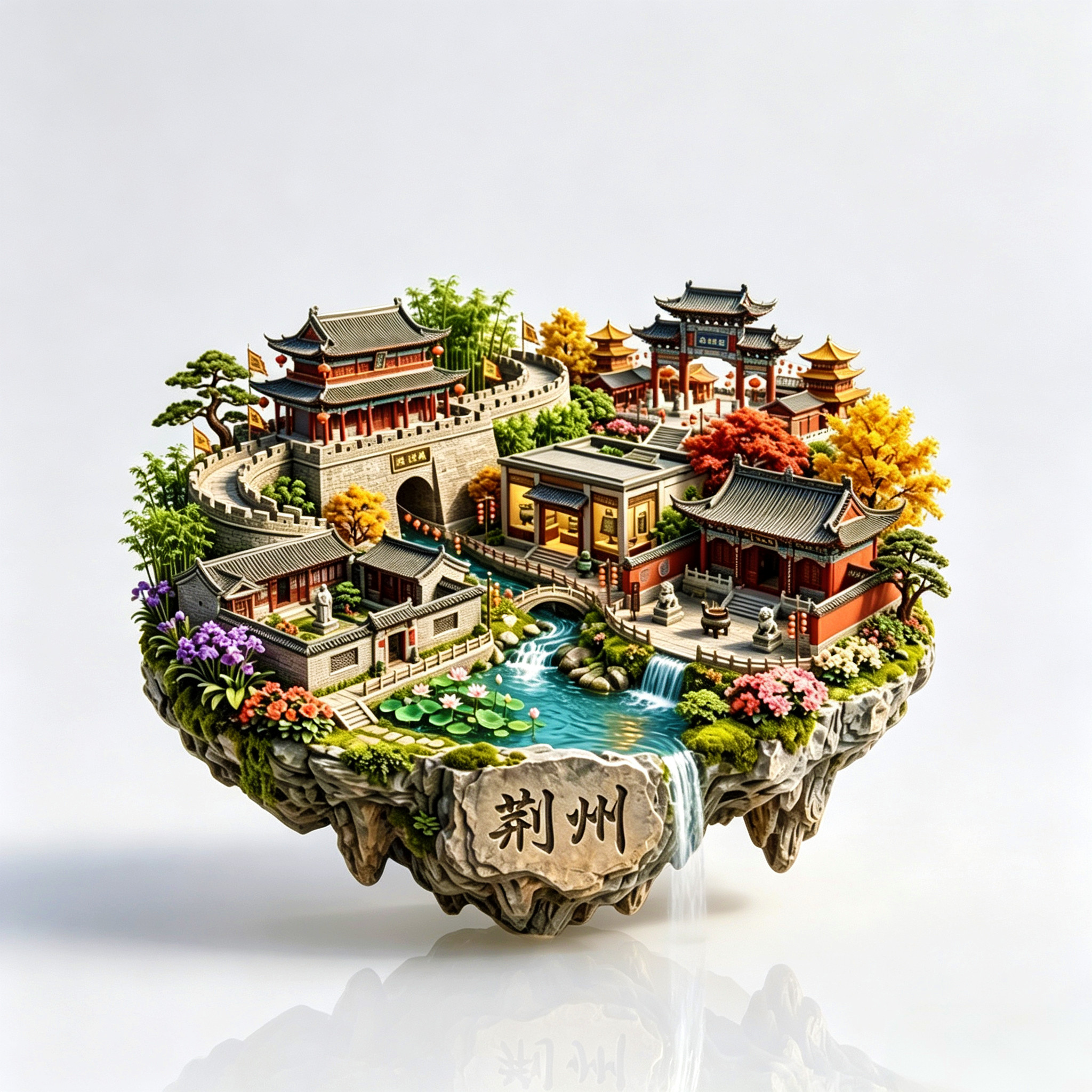 荆州古城墙宾阳楼3D冰箱贴文创