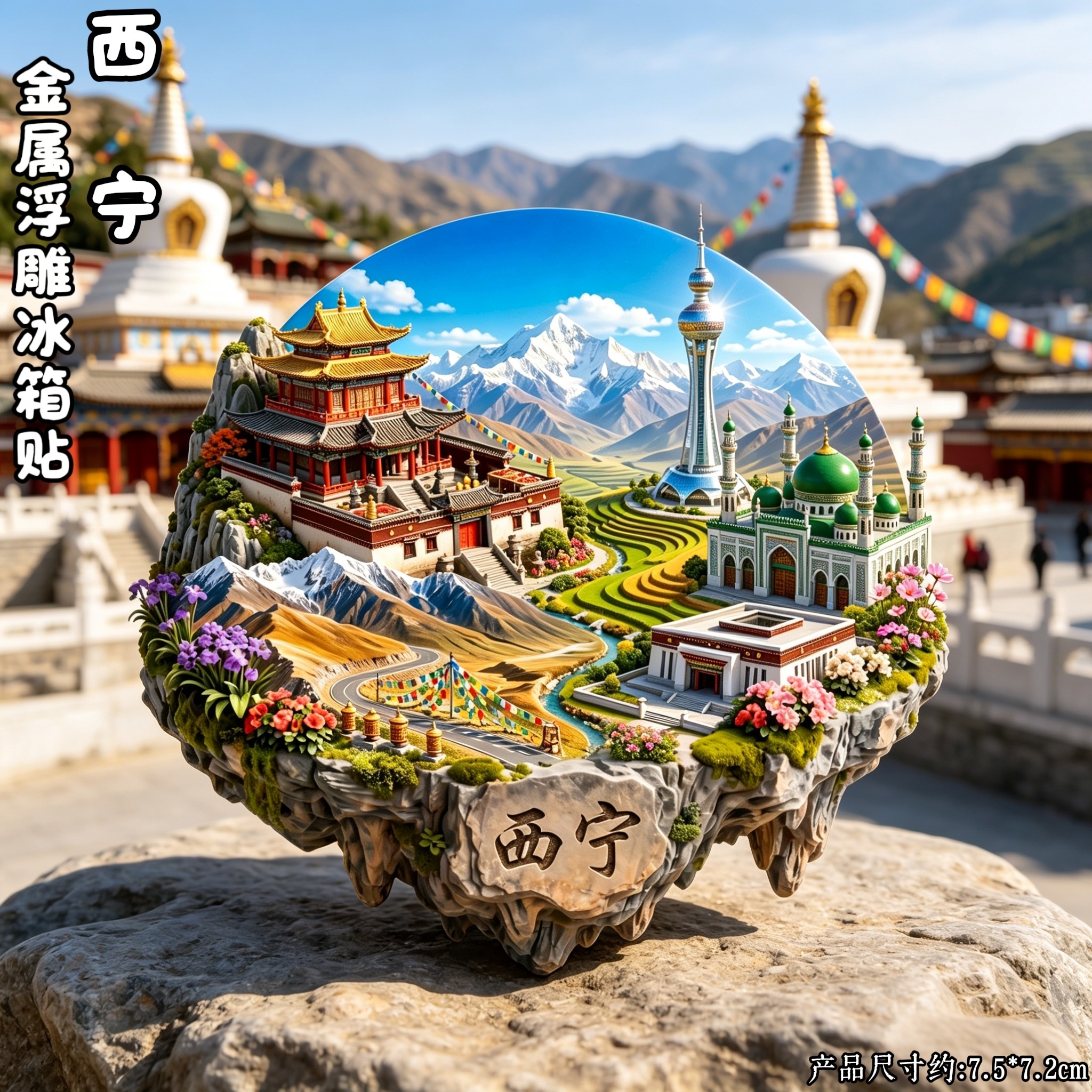 西宁金属立体冰箱贴塔尔寺文创