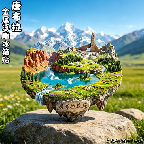 新疆唐布拉草原3D金属冰箱贴