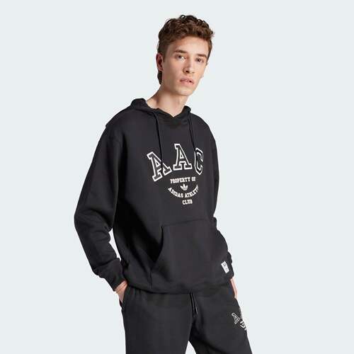 Adidas阿迪达斯正品三叶草男子AAC字母刺绣连帽套头卫衣HZ0700