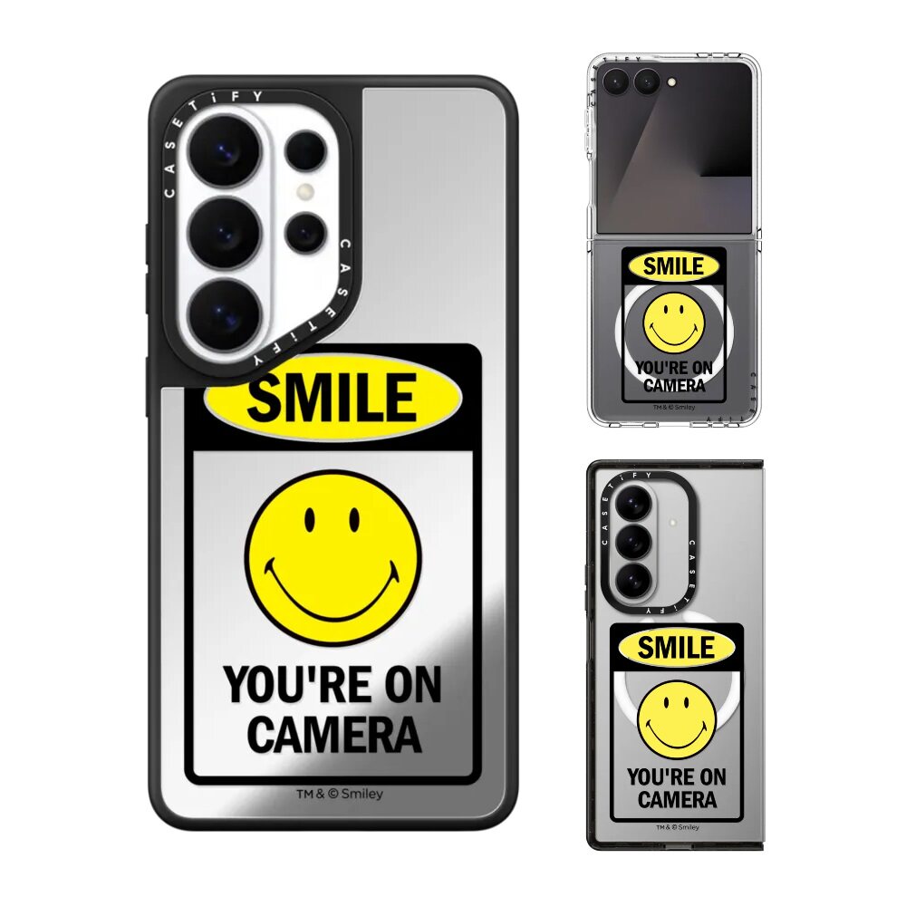 现货CASETiFY联名Smiley®微笑注意拍摄透明手机壳适用samsung三星S26/25/24Ultra+Z Flip/Fold7/6保护套潮牌