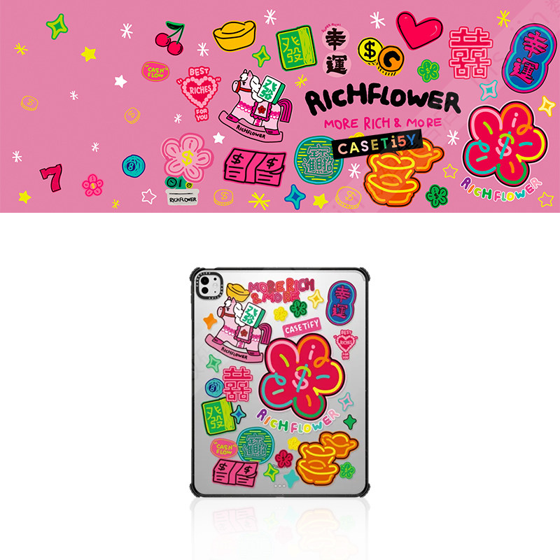 CASETiFY有钱花RICH FLOWER恭喜花财平板电脑保护套适用苹果iPad10.9Pro13壳12.9/11寸Air4/5代M2/3/4潮mini6