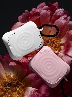 CASETiFY新款波漾保护壳适用苹果AirPods Pro 1/2代无线蓝牙耳机套时尚潮简约波浪硅胶防丢防摔软壳白色/粉色