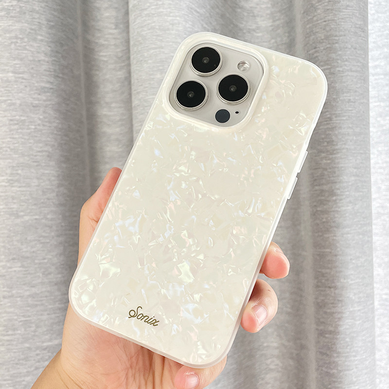 sonix白色珍珠贝母适用苹果iPhone15promax磁吸手机壳magsafe美国潮牌高端贝壳全包防摔保护套时尚网红ins风