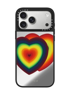 现货CASETiFY艺术家Ay-O两颗心手机壳适用苹果iPhone17ProMax/Air/16/15/14/13Plus镜面磁吸保护套防摔奢潮牌