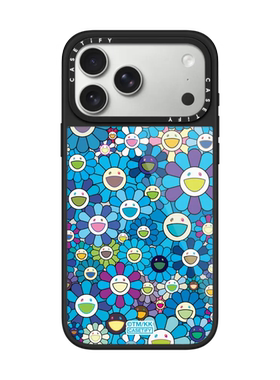 现货CASETiFY联名村上隆太阳花盛开蓝色手机壳适用苹果iPhone17ProMax/Air/16/15/14/13Plus镜面磁吸保护套潮