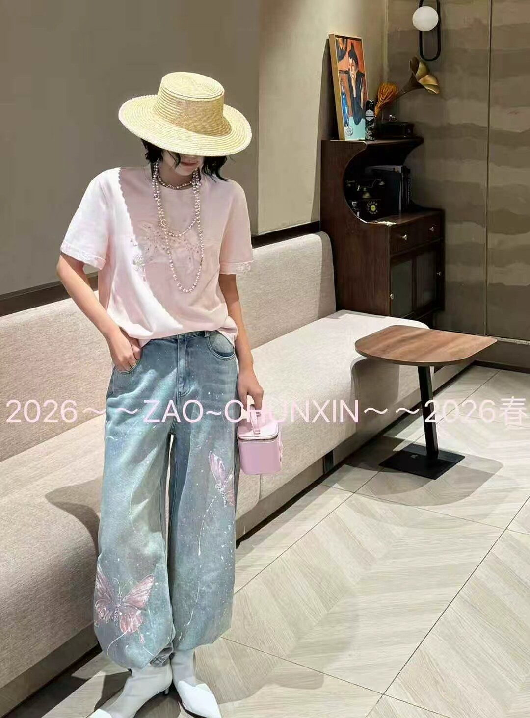 南油Lw5+8欧洲站2026春夏新款欧韩花朵图案宽松显瘦减龄短袖T恤女