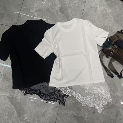 南油YYGAGA欧货2026春夏款欧韩拼蕾丝宽松休闲减龄显瘦短袖T恤女