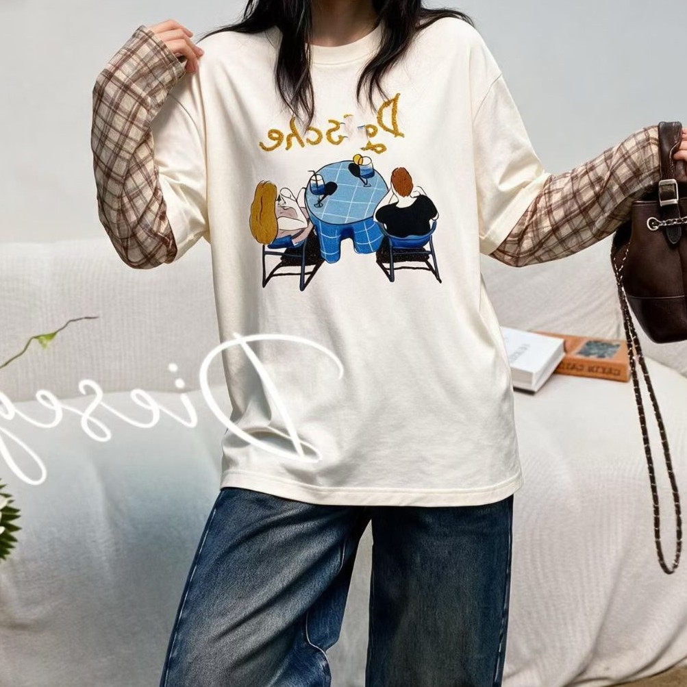 南油DIESEG欧洲站026秋款欧韩卡通印花宽松大版减龄显瘦上衣女潮