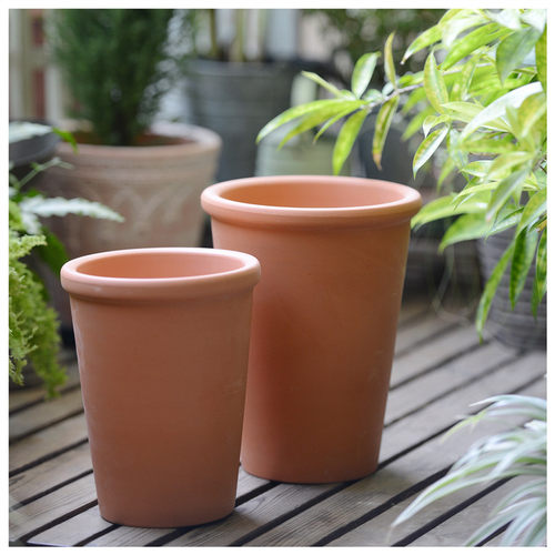 高瘦红陶透气泥盆简约落地