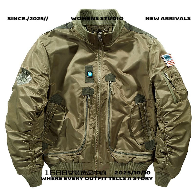 春秋季新款空军机能飞行夹克男宽松大码外套立领棒球服潮